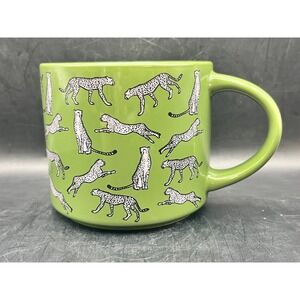 Elum Designs Home Green Cheetah Print Coffee‎ Mug Big Cat Whimsical Safaricore